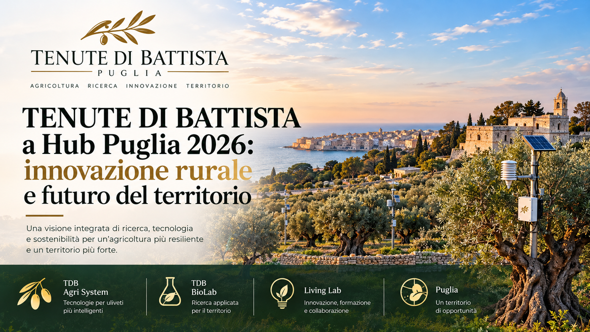 TENUTE DI BATTISTA a Hub Puglia 2026: innovazione rurale e futuro del territorio