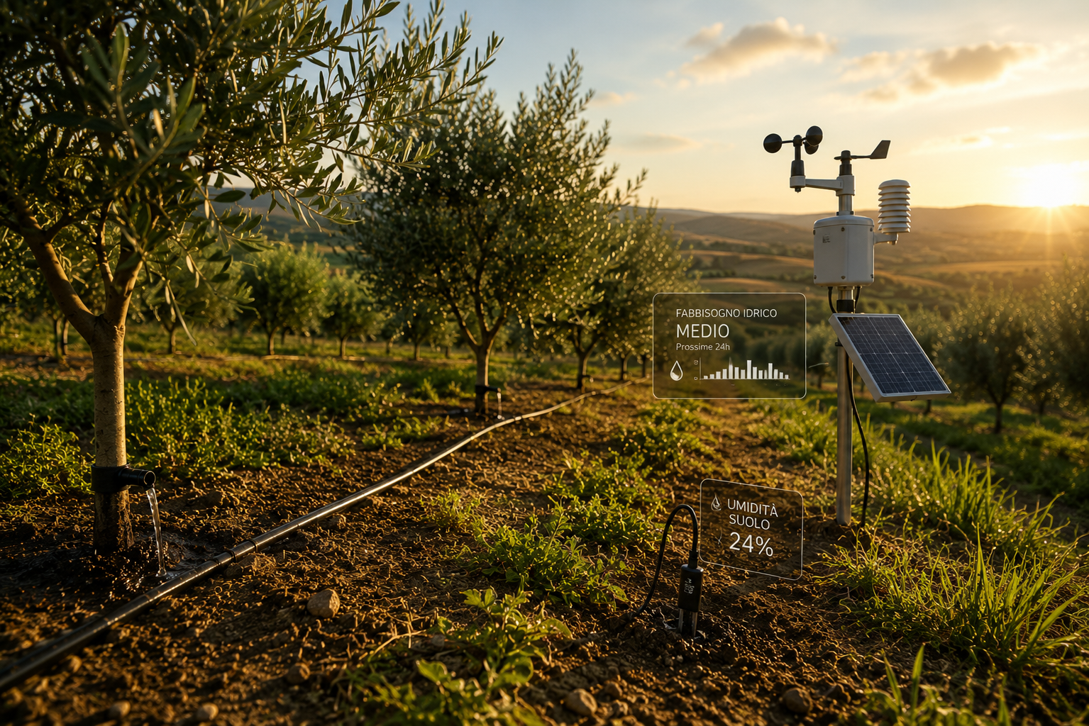 Irrigazione intelligente nell'oliveto