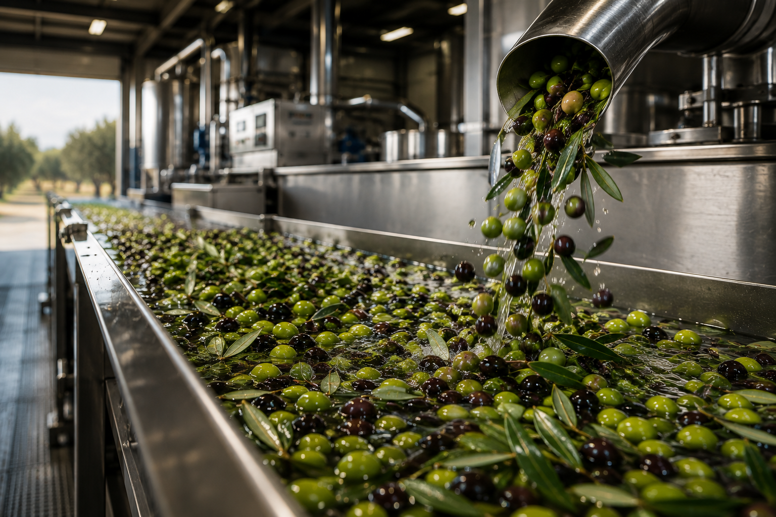 Olive Coratina all'ingresso del frantoio