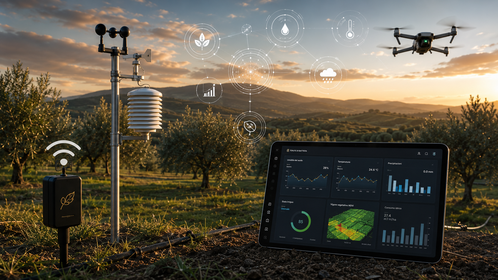 Tecnologia e innovazione nell'oliveto Tenute Di Battista